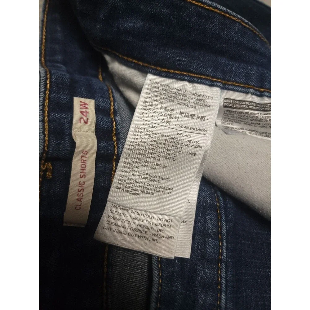 Levis Classic Jean Shorts Womens 24W Stretch Blue Denim Cuffed Hem